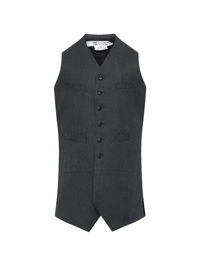 Comme Des Garçons Button-front Longline Vest In Gray