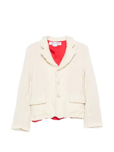 Comme Des Garçons Cable-knit Button-up Jacket In Neutrals