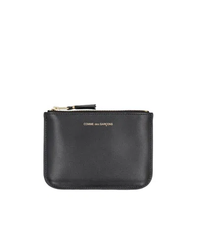 Comme Des Garçons Calf Leather Zip-up Wallet In Black
