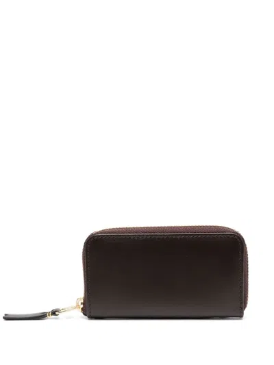 Comme Des Garçons Calf-leather Zip Wallet In Brown