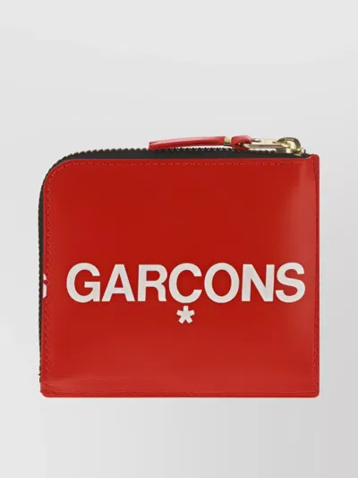Comme Des Garçons Calfskin Rectangular Wallet And Cardholder Slot In Red