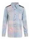 Comme Des Garçons Shirt With Tartan Design And Tech Fabric In Blue