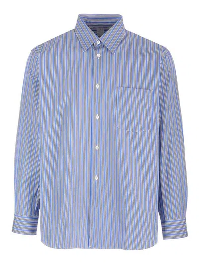 Comme Des Garçons Striped Shirt In Blue