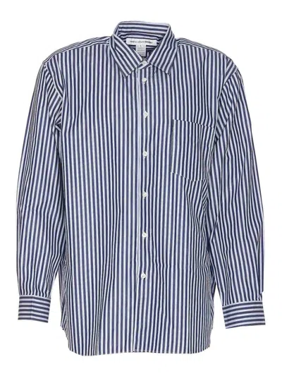 Comme Des Garçons Blue And White Shirt Striped Al Buttons