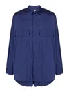 Comme Des Garçons Button-down Collar Long Sleeve Shirt With Pockets In Dark Blue