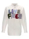 Comme Des Garçons Shirt Live Free Patch Long-sleeved Shirt In Yellow