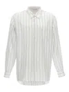 Comme Des Garçons Striped Shirt With Button-down Collar And Pocket In White
