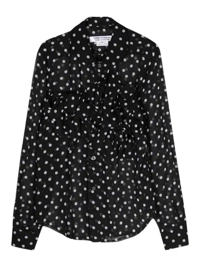 Comme Des Garçons Polka Dot Print Shirt In Black