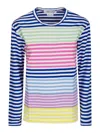 Comme Des Garçons Cotton Stripe Colored Pattern Tee In Multi