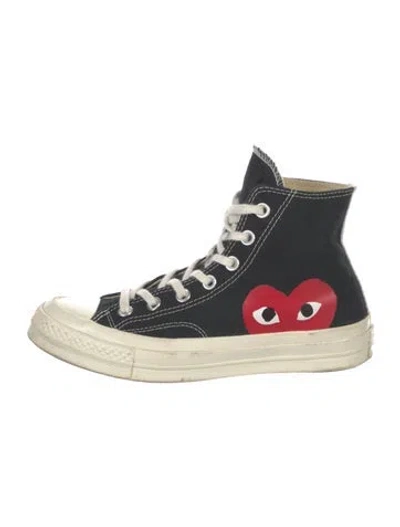 Pre-owned Comme Des Garçons Canvas Printed Sneakers In Black