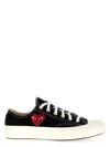 Comme Des Garçons Canvas Sneakers With Contrast Heart Print In Black