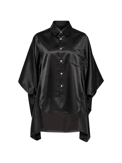 Comme Des Garçons Cape-style Satin Shirt In Black
