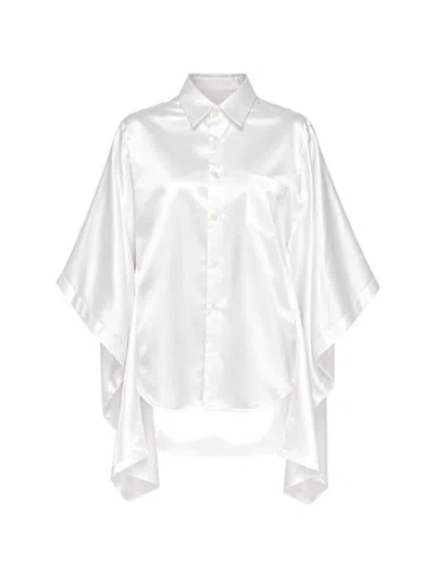 Comme Des Garçons Cape-style Satin Shirt In White