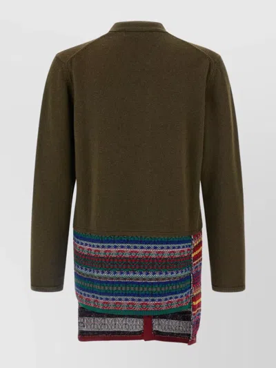 Comme Des Garçons Cardigan With Jacquard Detail And Long Sleeves In Green