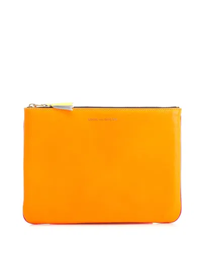 Comme Des Garçons Leather Pouch In White