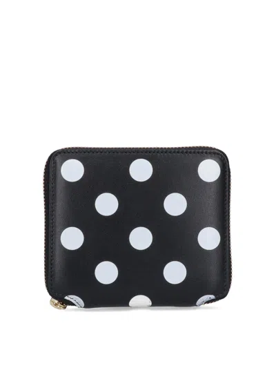 Comme Des Garçons Polka Dot Zip Wallet In Black