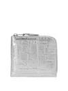 Comme Des Garçons Raised Logo Textured Finish Wallet In Silver