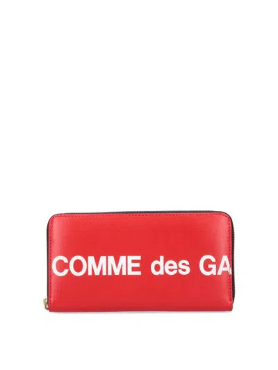 Comme Des Garçons Logo Zip Wallet In Red