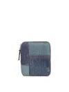 Comme Des Garçons Patchwork Leather Denim Effect Zip Around Wallet Wallets Blue In Blue