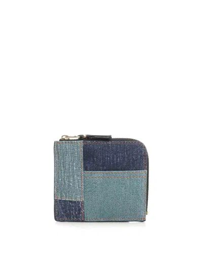 Comme Des Garçons Patchwork Wallet In Blue