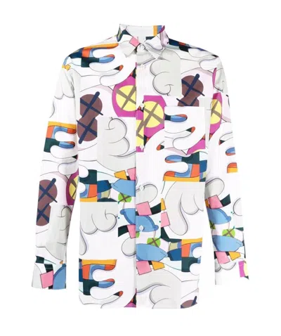 Comme Des Garçons Cartoon-print Long-sleeved Shirt In White