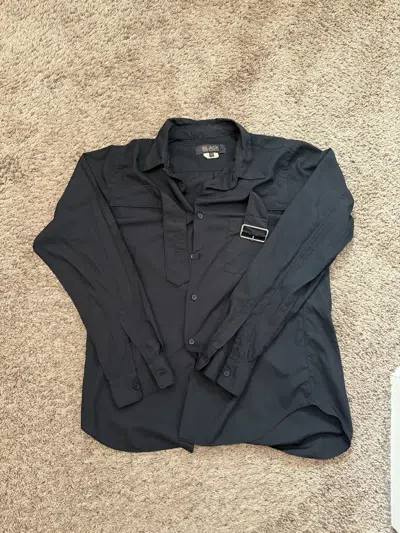 Pre-owned Comme Des Garçons Cdg Black Buckle Button Up Shirt