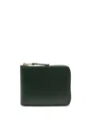 Comme Des Garçons Zip-up Leather Wallet In Green