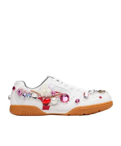 Comme Des Garçons Cdg Girl X Mizuno Embellished School Sneakers In White