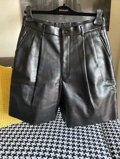 Pre-owned Comme Des Garçons Cdg Leather Shorts Black S Homme Plus