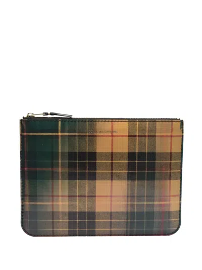 Comme Des Garçons Holographic Tartan Clutch In 黄色