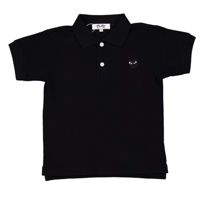 Comme Des Garçons Kids' Cdg Play Boys Heart Logo Polo Shirt - Black