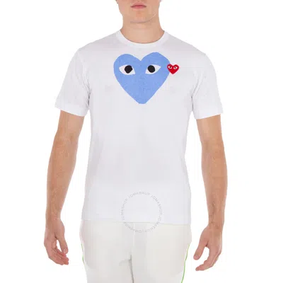 Comme Des Garçons Cdg Play Heart Print Cotton T-shirt In Blue