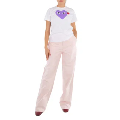 Comme Des Garçons Cdg Play Heart Print Short Sleeve T Shirt In Purple