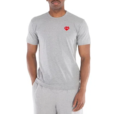Comme Des Garçons Cdg Play Invader Heart Pixel T-shirt In Gray
