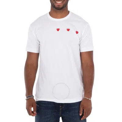Comme Des Garçons Cdg Play Triple Heart Short-sleeve T-shirt In White