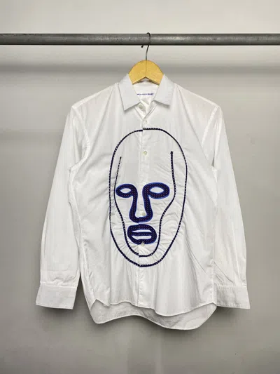 Pre-owned Comme Des Garçons Cdg Shirt Patchwork Face Embroidery Shirt In White