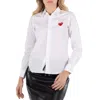 Comme Des Garçons Cgd Play Long Sleeve Embroidered Heart Emblem Shirt In White