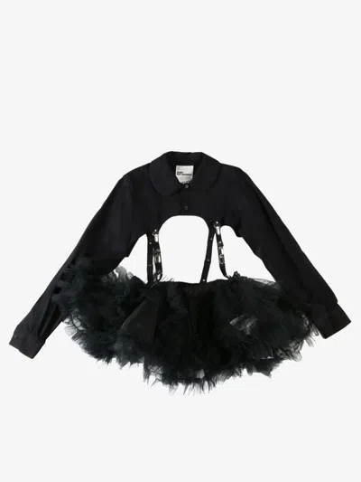 Comme Des Garçons Chain Decorated Strap Mini Blouse In Black
