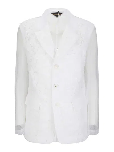 Comme Des Garçons Long Sleeved Chiffon Jacket In White