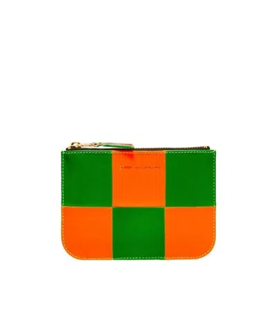 Comme Des Garçons Check Card Clip Wallet In Green