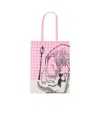 COMME DES GARÇONS CHECK COTTON TOTE BAG WITH GRAPHIC PRINT