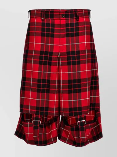Comme Des Garçons Check Pattern Bermuda Shorts In Red