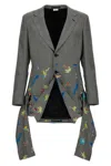 Comme Des Garçons Check-pattern Embroidered-motif Blazer In Black
