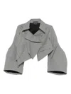 Comme Des Garçons Asymmetric Wool Jacket With Cropped Fit In White