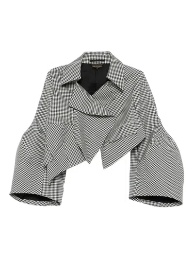 Comme Des Garçons Asymmetric Wool Jacket With Cropped Fit In Gray