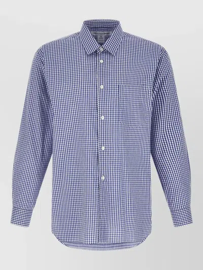 Comme Des Garçons Check Shirt Long Sleeves Button Collar Pocket In Blue