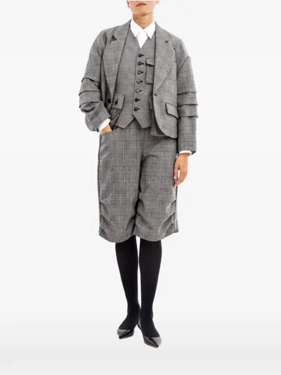 Comme Des Garçons Check Tiered-sleeve Jacket In Black