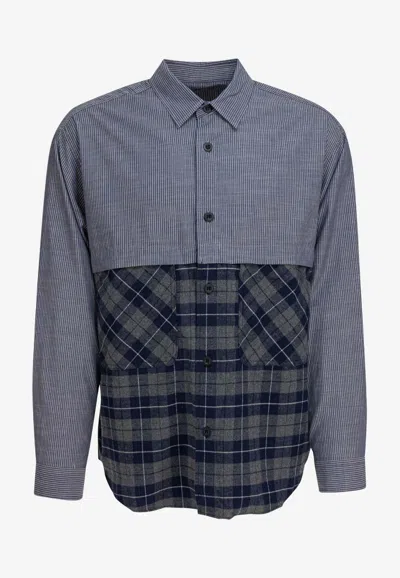 Comme Des Garçons Checked Buttoned Shirt In Blue