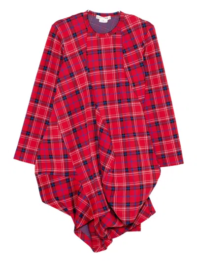 Comme Des Garçons Checked Dress In Red