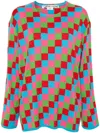 Comme Des Garçons Checked Fisherman's-knit Jumper In Multicolour